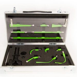 Flex Case II nozzle kit for dry ice cleaning machines with full accessory layout